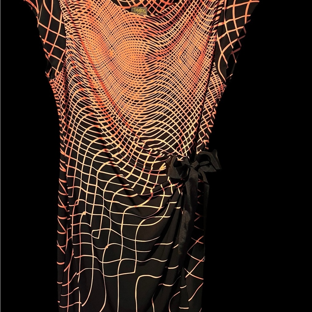 Taylor Black and Orange Patterned Dress